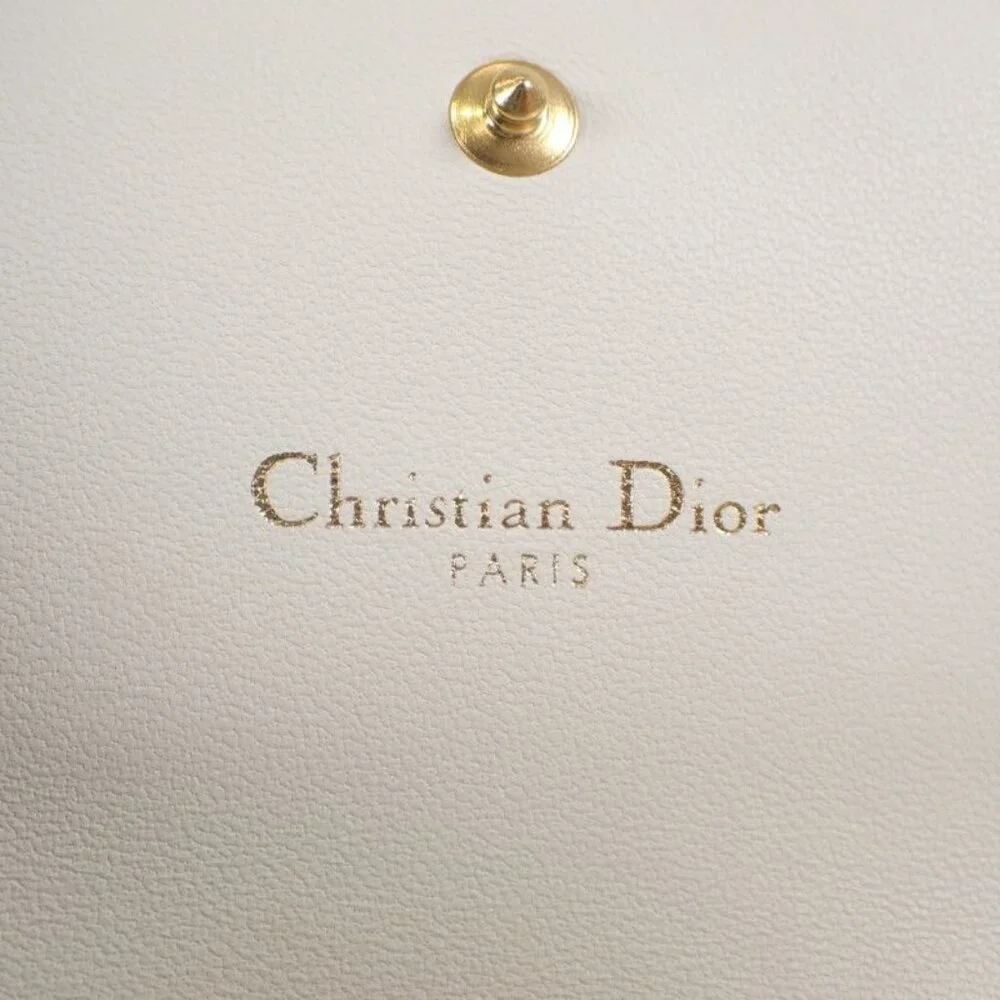 Christian Dior Caro Hibiscus Wallet S5175 Unid m030 Trifold Wallet Calf White